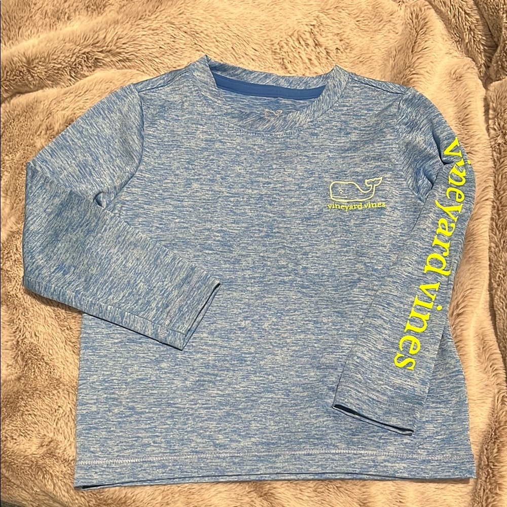 Vineyard Vines Kids Heathered Blue Long Sleeve Tee